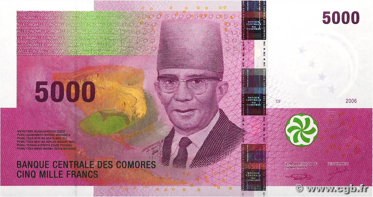 5000 Francs COMORAS  2006 P.18a FDC