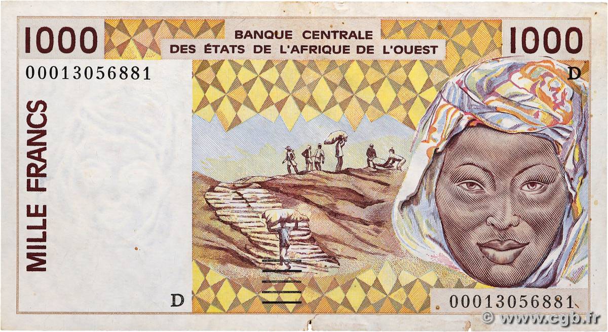 1000 Francs ÉTATS DE L AFRIQUE DE L OUEST  2000 P.411Dj TTB