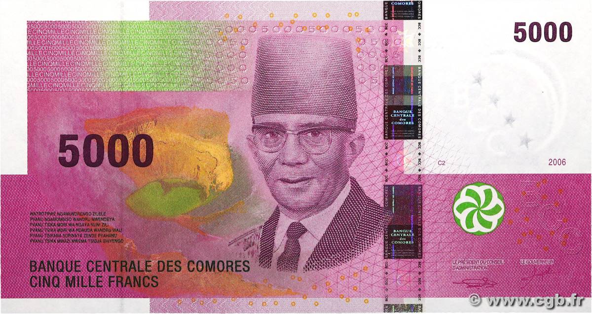 5000 Francs COMORES  2006 P.18a NEUF