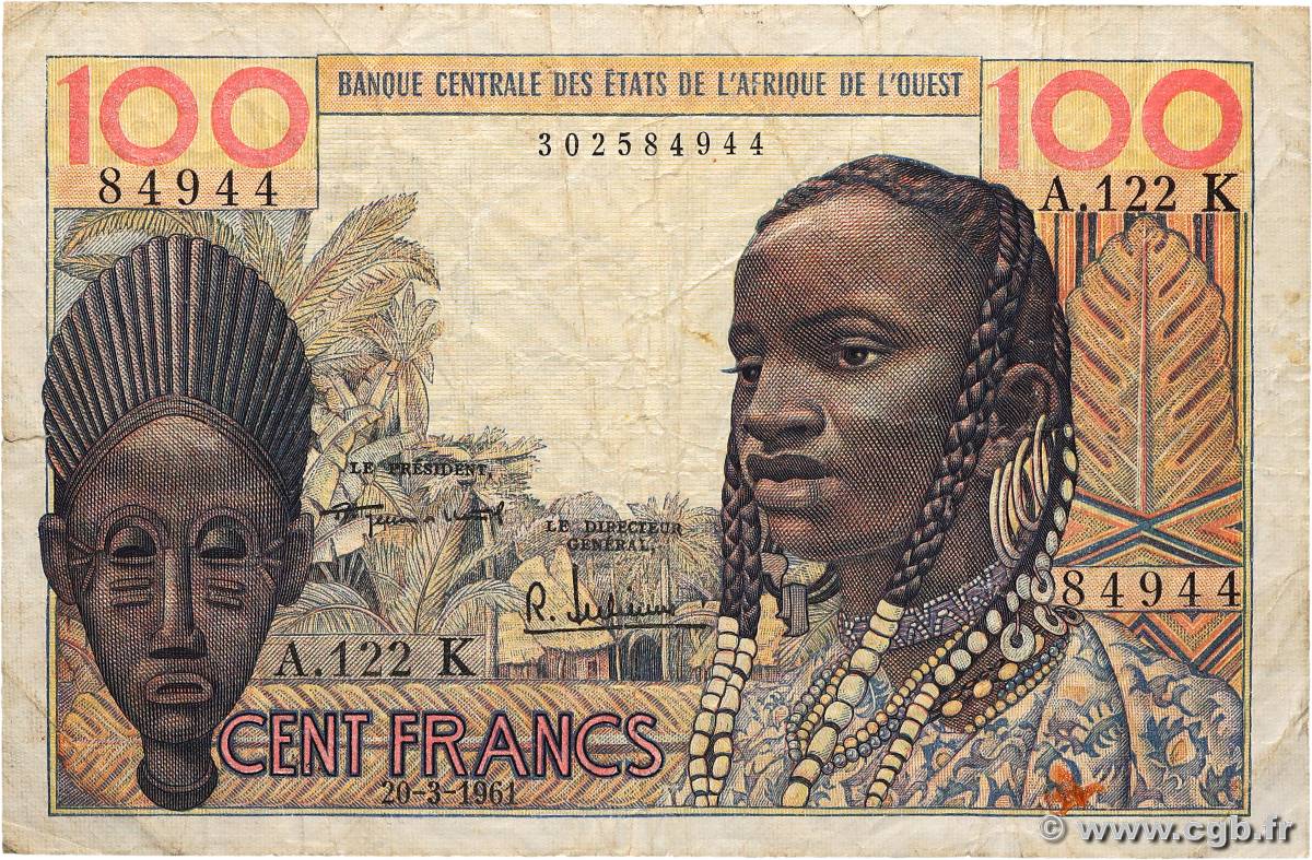 100 Francs ÉTATS DE L AFRIQUE DE L OUEST  1961 P.701Ka TB