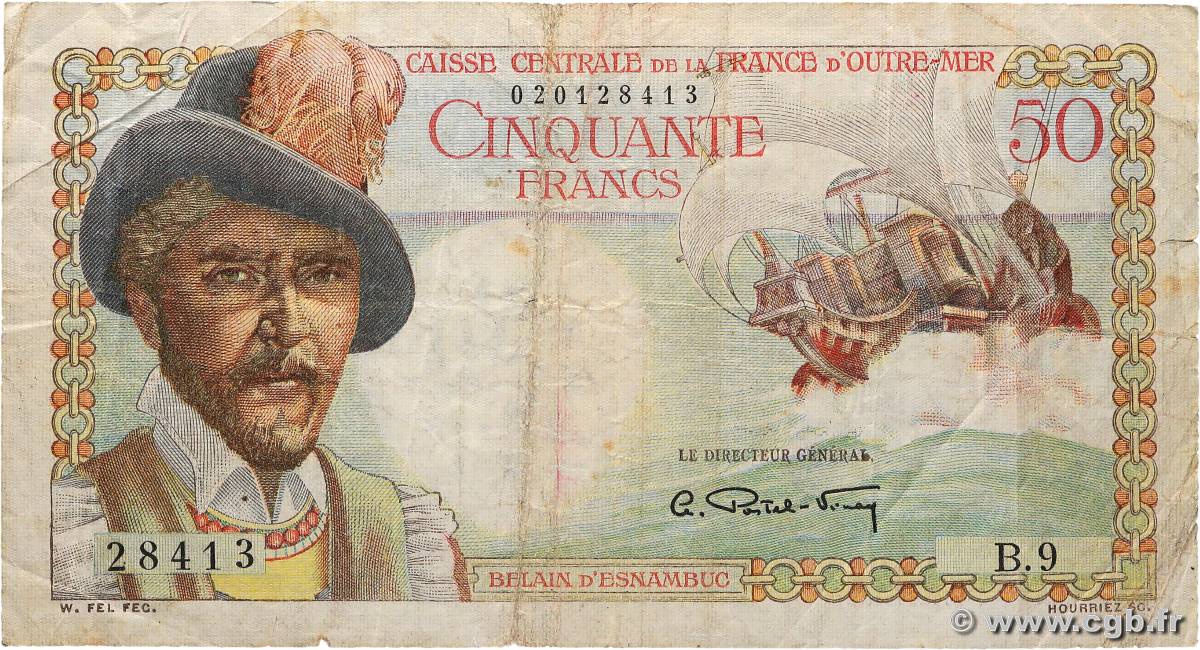 50 Francs Belain d Esnambuc AFRIQUE ÉQUATORIALE FRANÇAISE  1946 P.23 MB