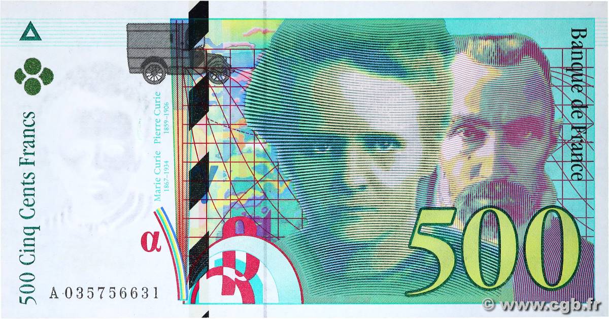 500 Francs PIERRE ET MARIE CURIE FRANCE  1995 F.76.02 UNC