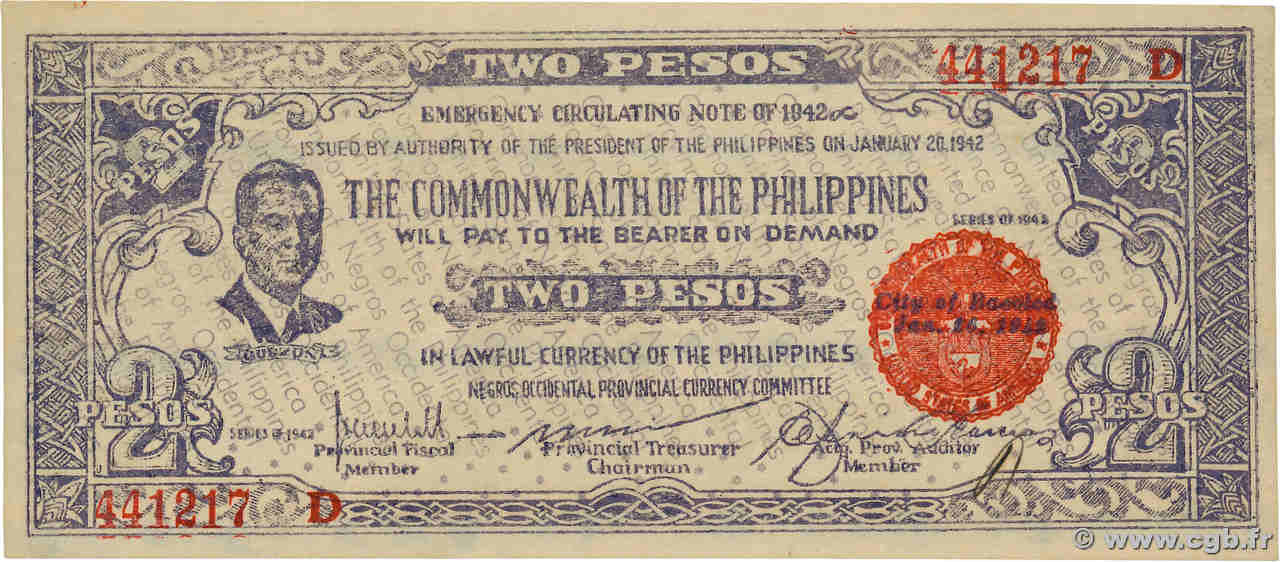 5 Pesos FILIPINAS  1942 PS.647B FDC