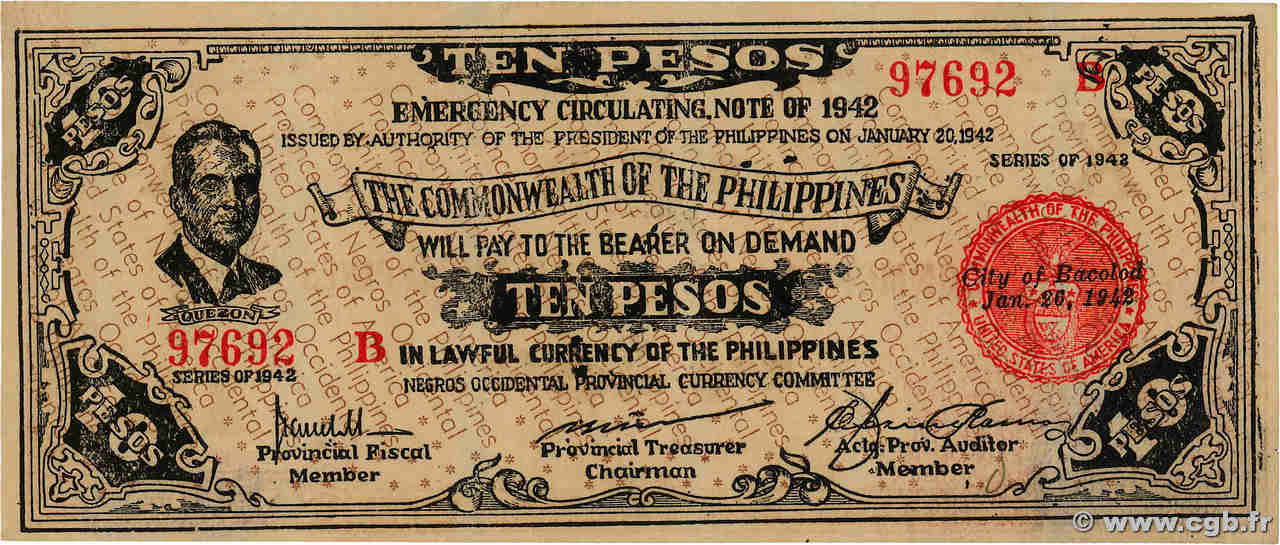 10 Pesos PHILIPPINES  1942 PS.648c NEUF