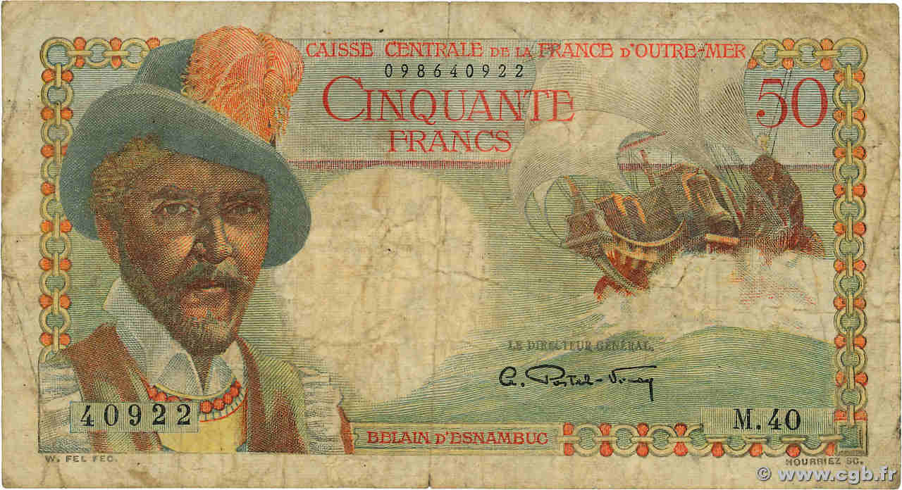 50 Francs Belain d Esnambuc AFRIQUE ÉQUATORIALE FRANÇAISE  1946 P.23 B