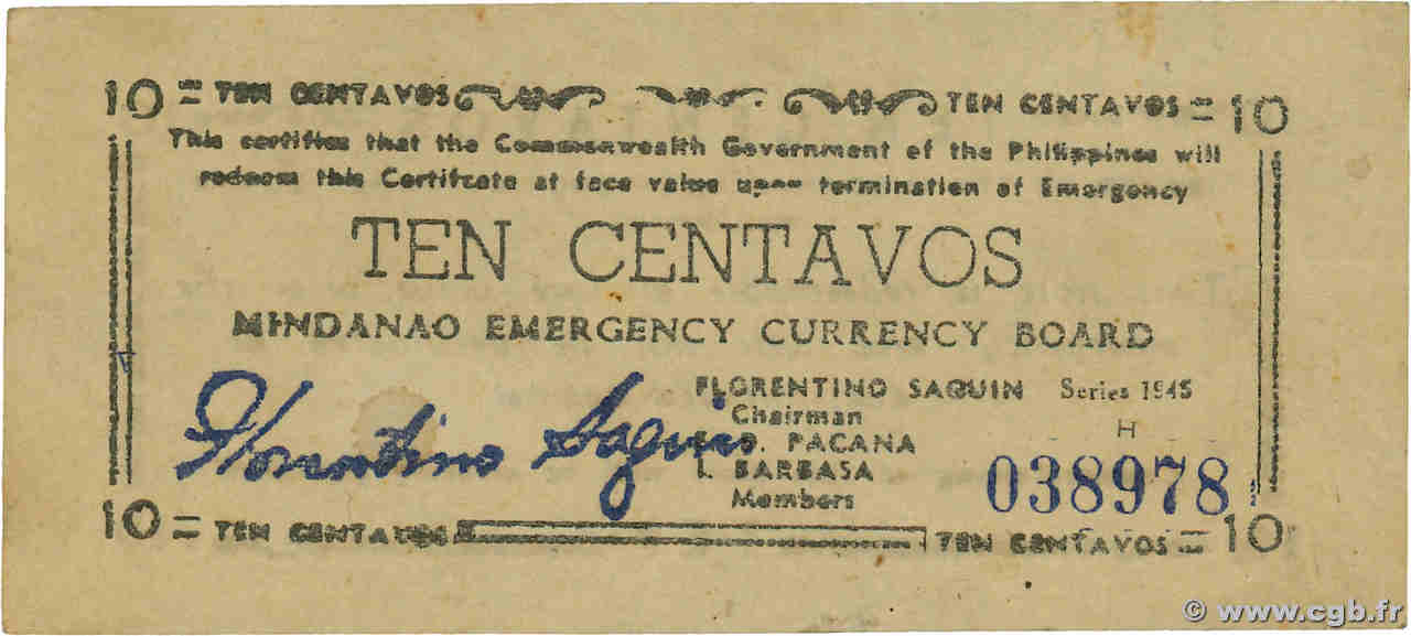 10 Centavos PHILIPPINES  1943 PS.512a UNC-