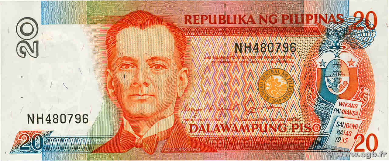 20 Pesos FILIPPINE  1986 P.170c SPL