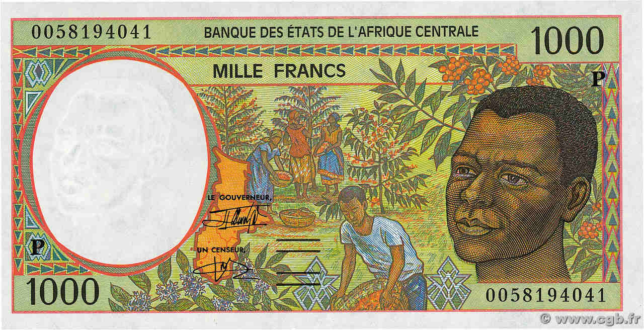 1000 Francs STATI DI L  AFRICA CENTRALE  2000 P.602Pg FDC