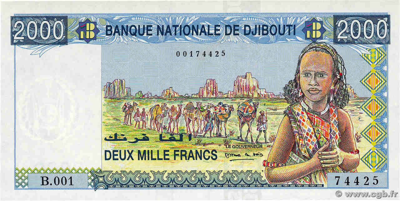 2000 Francs DJIBUTI  1997 P.40 FDC