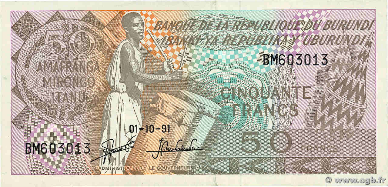 50 Francs BURUNDI  1991 P.28c SPL