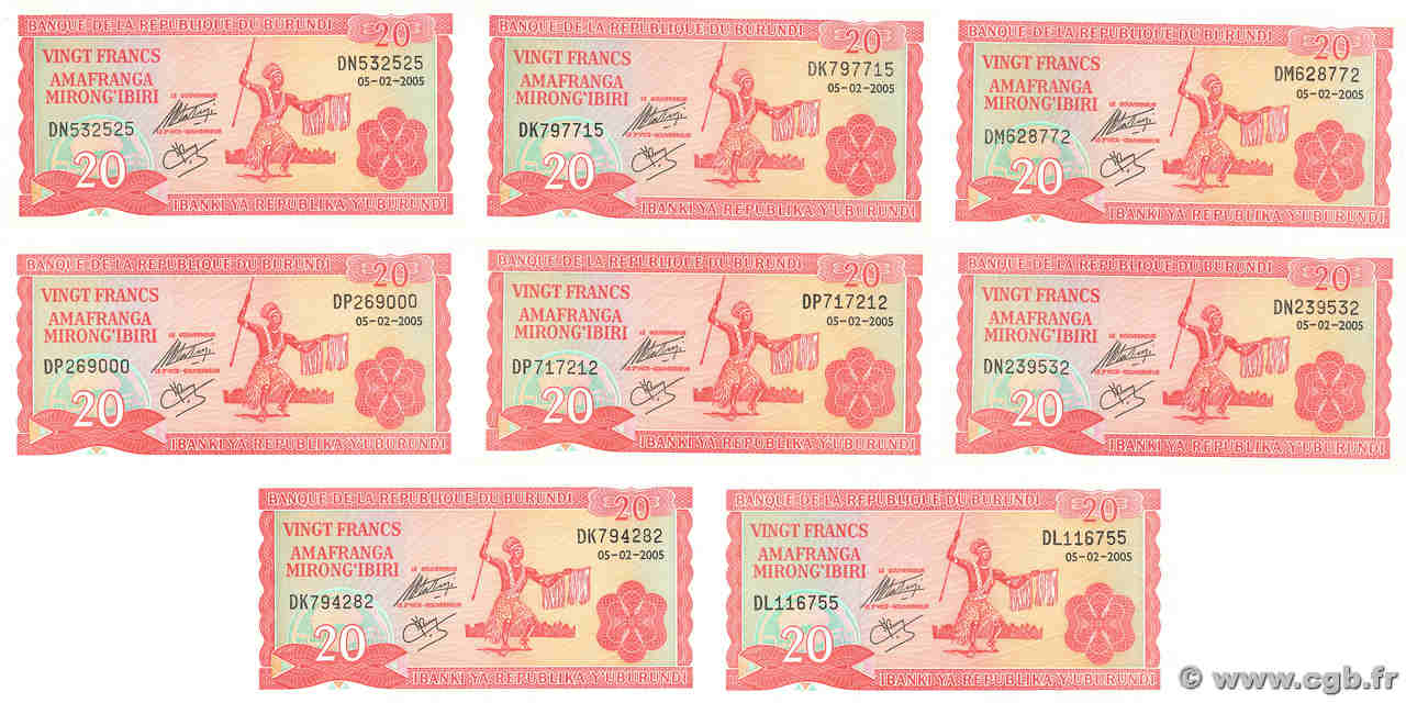 20 Francs Lot BURUNDI  2005 P.27d NEUF