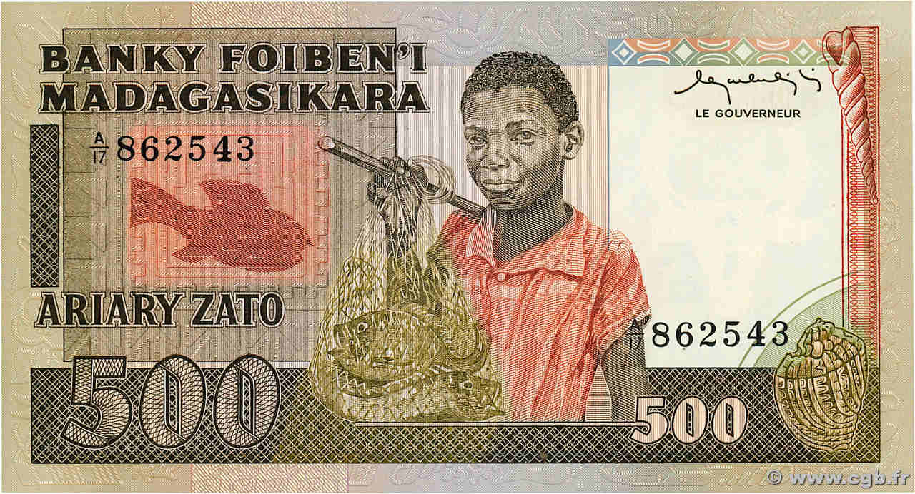 500 Francs - 100 Ariary MADAGASCAR  1983 P.067a NEUF