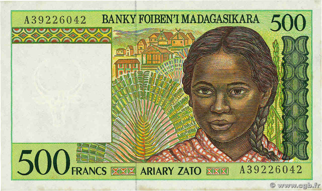 500 Francs - 100 Ariary MADAGASCAR  1994 P.075a pr.NEUF
