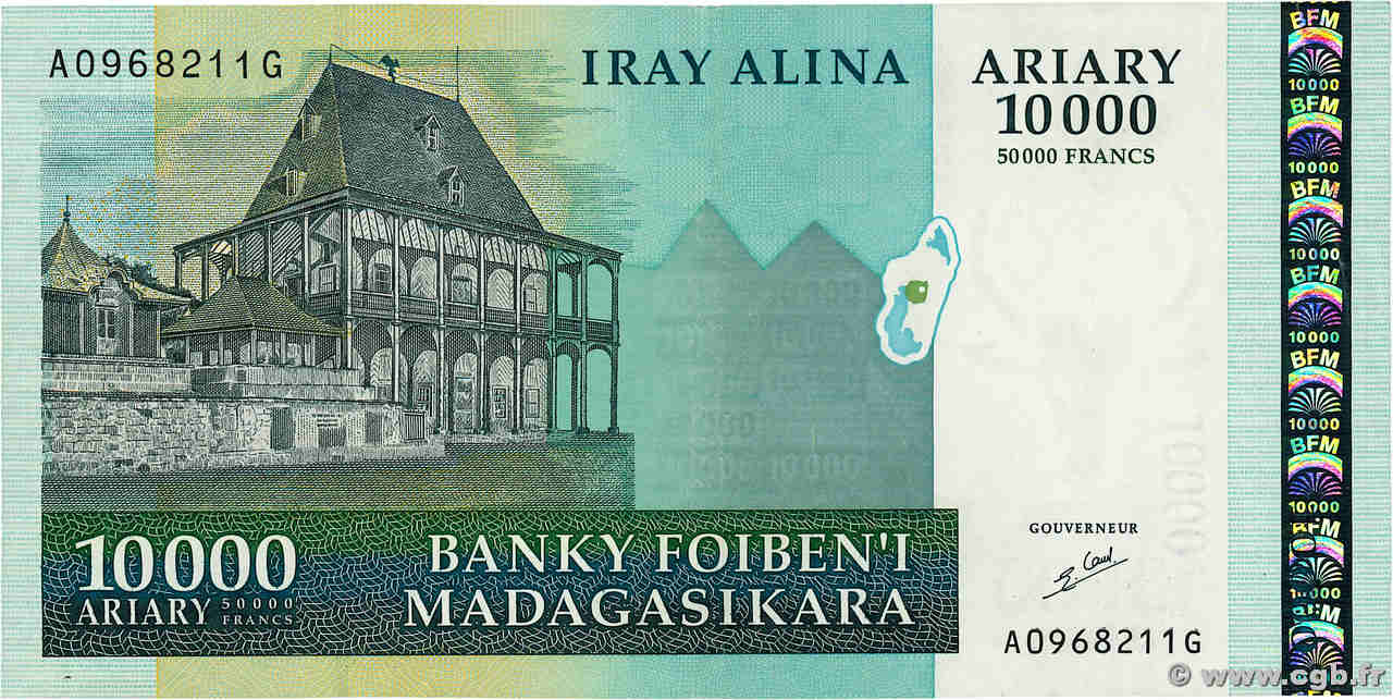 50000 Francs - 10000 Ariary MADAGASCAR  2003 P.085 pr.SUP