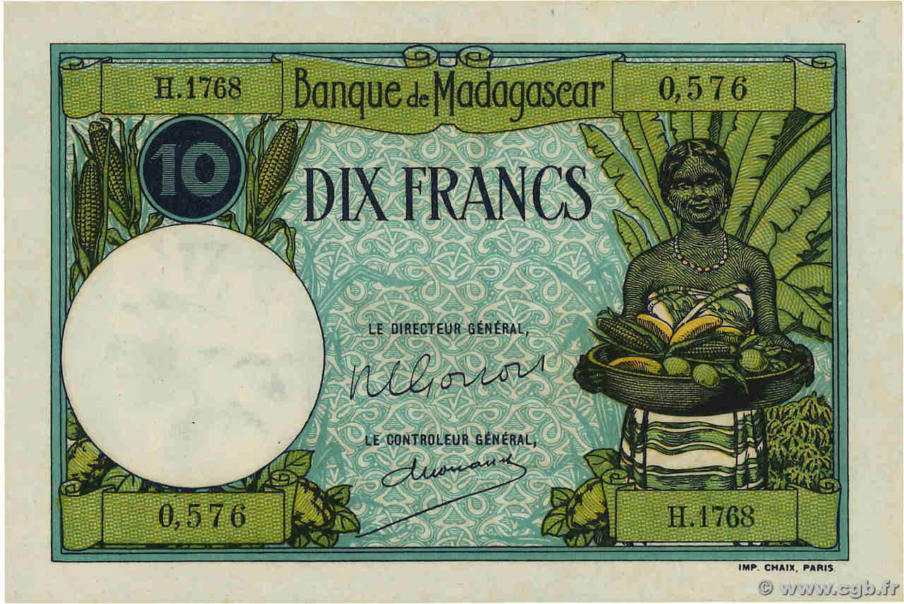 10 Francs MADAGASCAR  1948 P.036 q.FDC