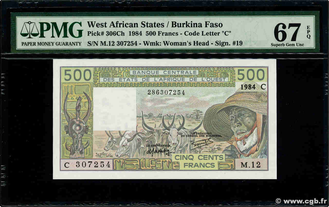 500 Francs ÉTATS DE L AFRIQUE DE L OUEST  1984 P.306Ch NEUF