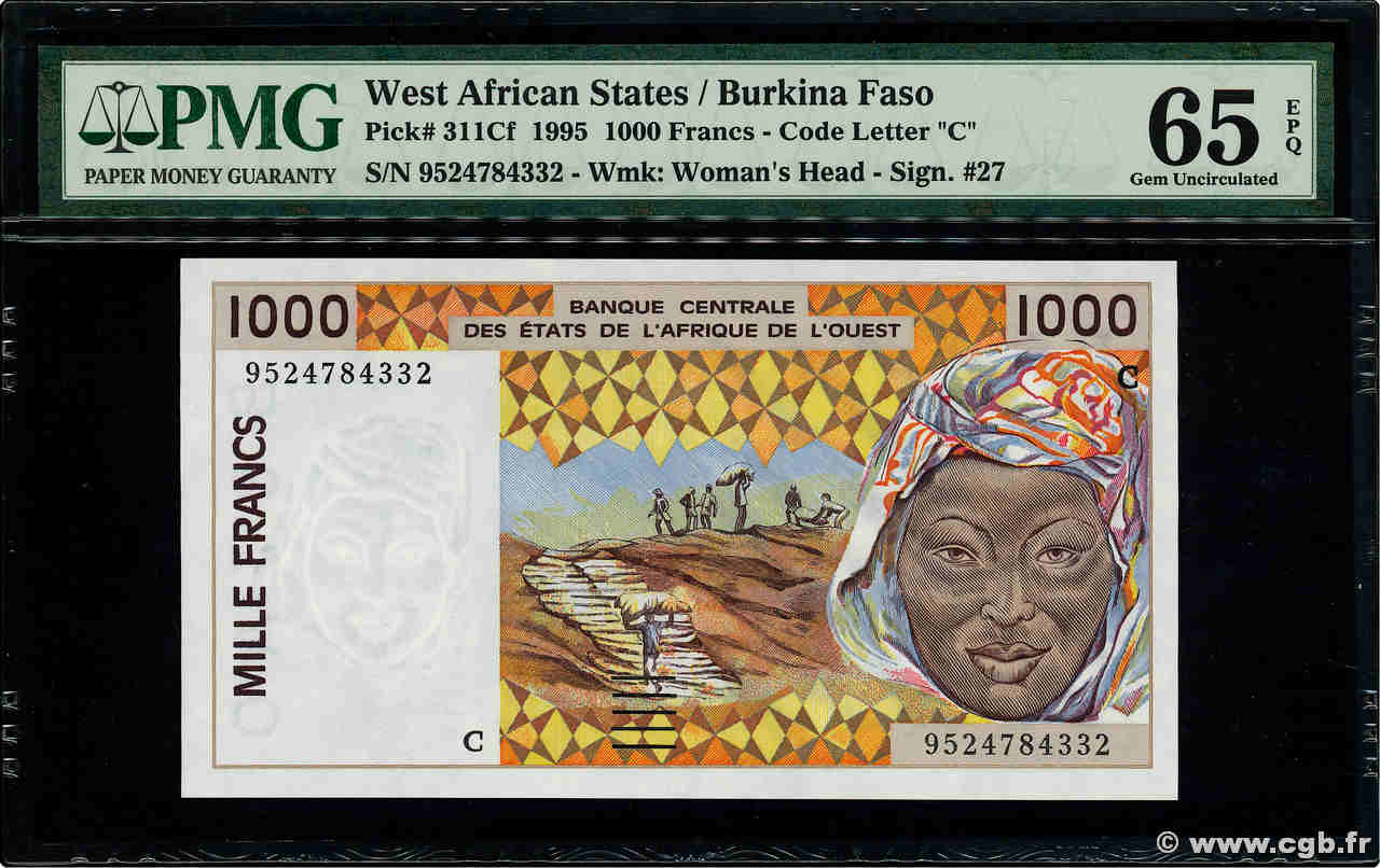 1000 Francs ÉTATS DE L AFRIQUE DE L OUEST  1995 P.311Cf NEUF