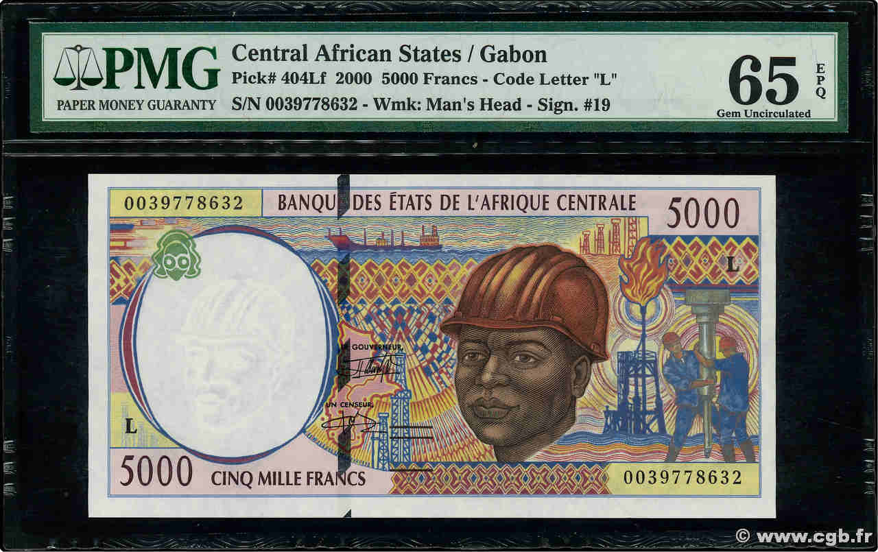 5000 Francs type 1994L GABON  2000 A.252Lf UNC