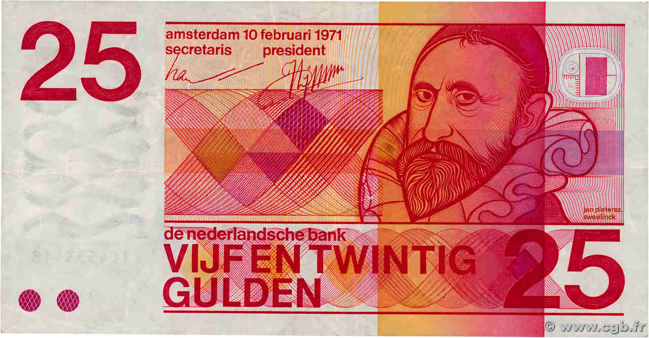 25 Gulden PAYS-BAS  1971 P.092a TB