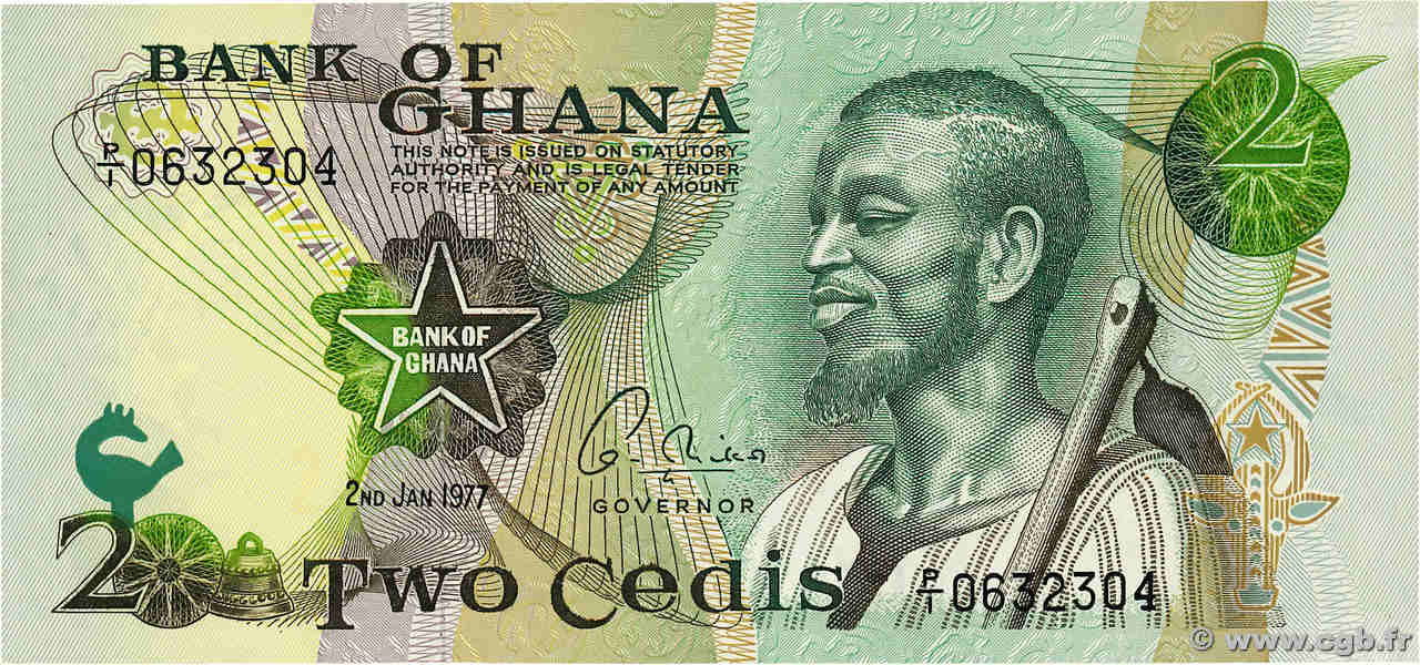 2 Cedis GHANA  1977 P.14c q.FDC