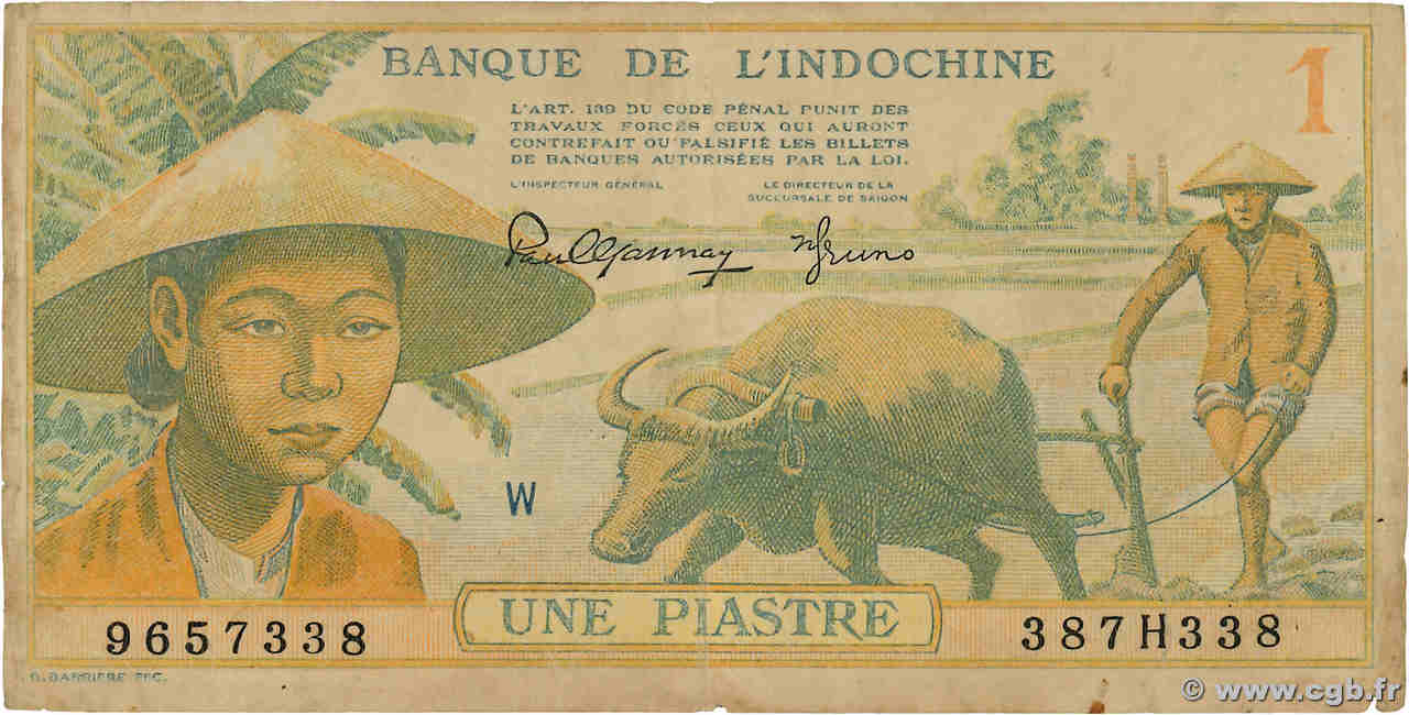 1 Piastre INDOCHINE FRANÇAISE  1942 P.074 TTB