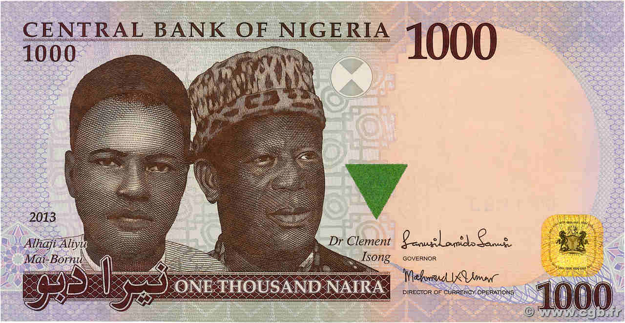 1000 Naira NIGERIA  2013 P.36j XF