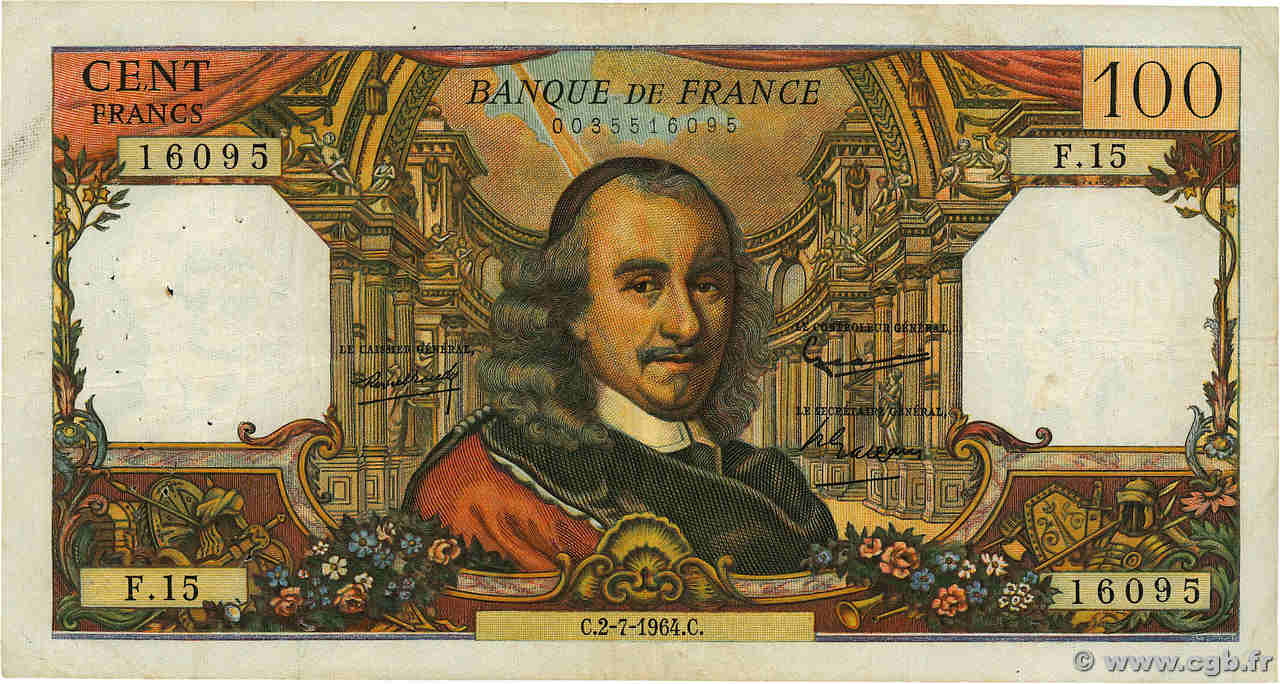 100 Francs CORNEILLE FRANCE  1964 F.65.02 TB