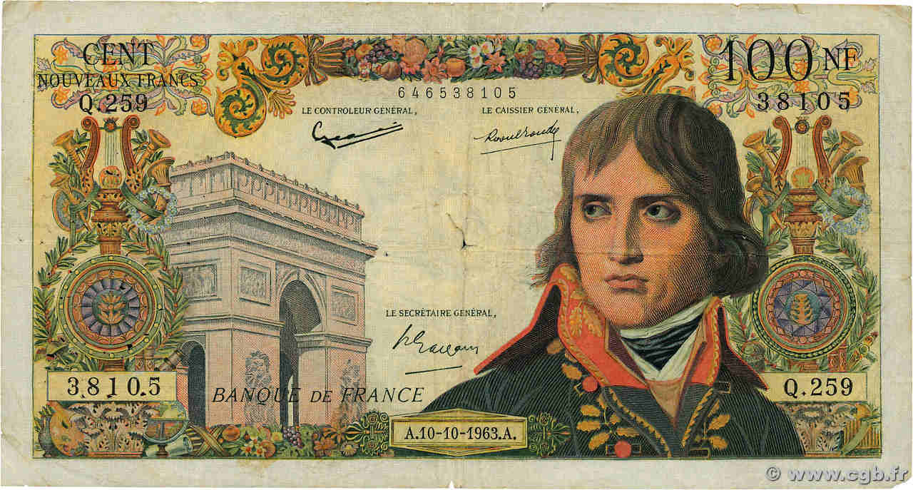 100 Nouveaux Francs BONAPARTE FRANCE  1963 F.59.23 F-