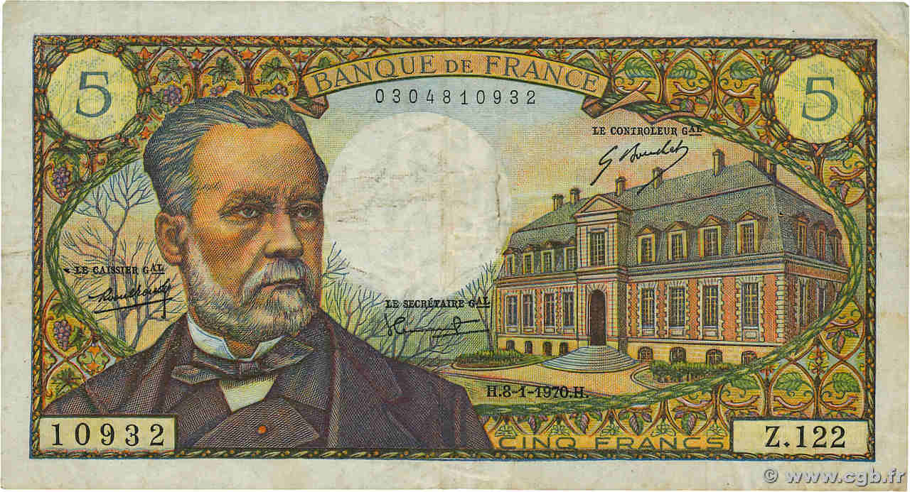 5 Francs PASTEUR FRANCE  1970 F.61.12 TB
