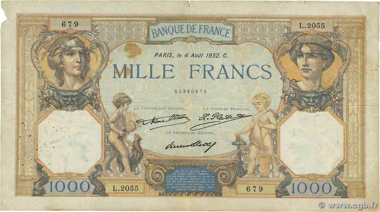 1000 Francs CÉRÈS ET MERCURE FRANCIA  1932 F.37.07 MB