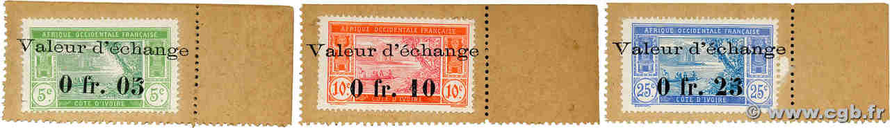 5, 10 et 25 Centimes IVORY COAST  1920 P.04 à 06 UNC-