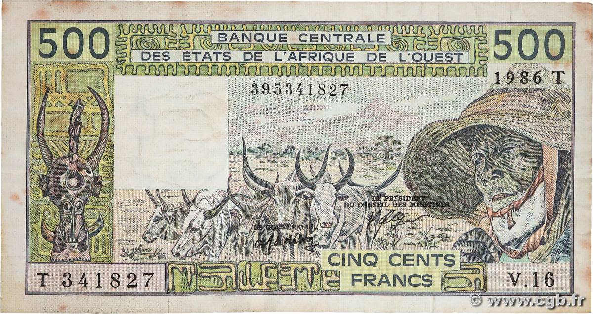 500 Francs WEST AFRICAN STATES  1986 P.806Ti F