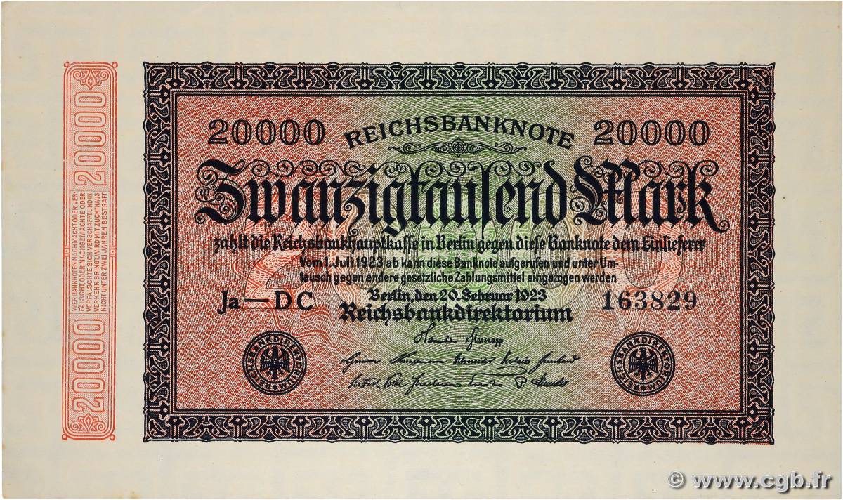 20000 Mark DEUTSCHLAND  1923 P.085e fST+