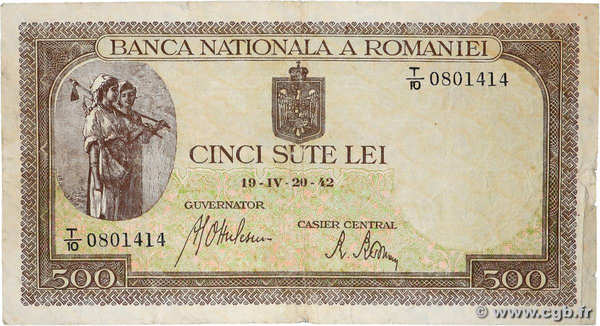 500 Lei ROUMANIE  1942 P.051a B+