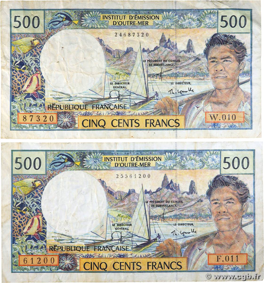 500 Francs Lot POLYNESIA, FRENCH OVERSEAS TERRITORIES  1992 P.01e F