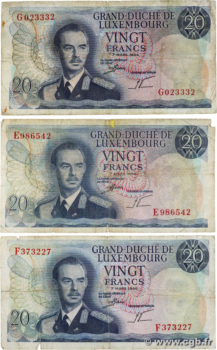 20 Francs Lot LUXEMBURG  1966 P.54a S