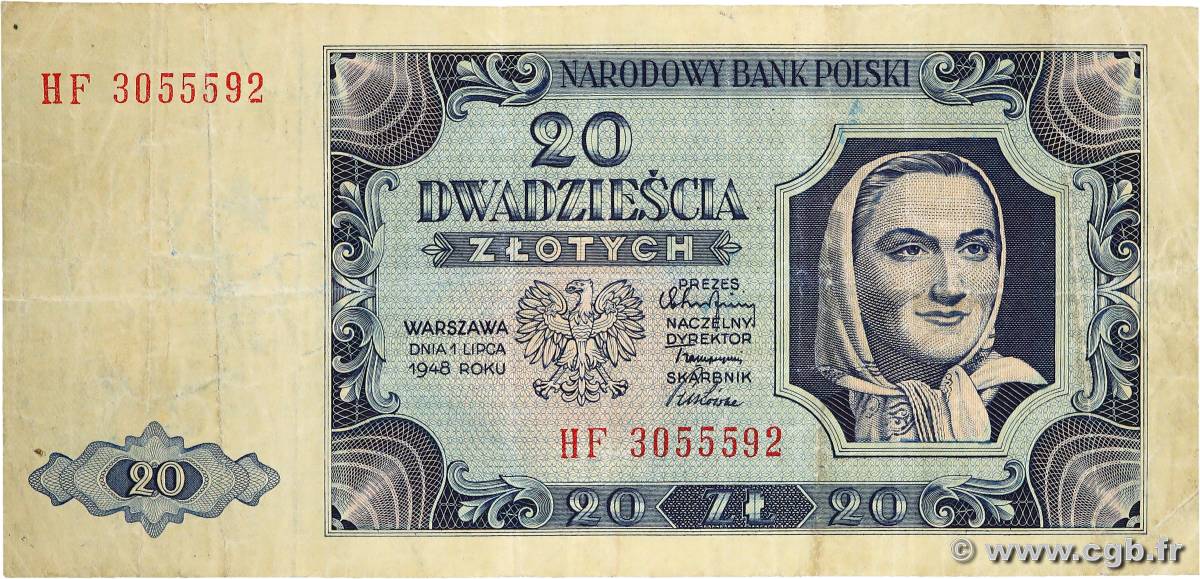 20 Zlotych POLAND  1948 P.137 F