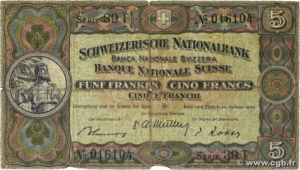 5 Francs SUISSE  1949 P.11n fS