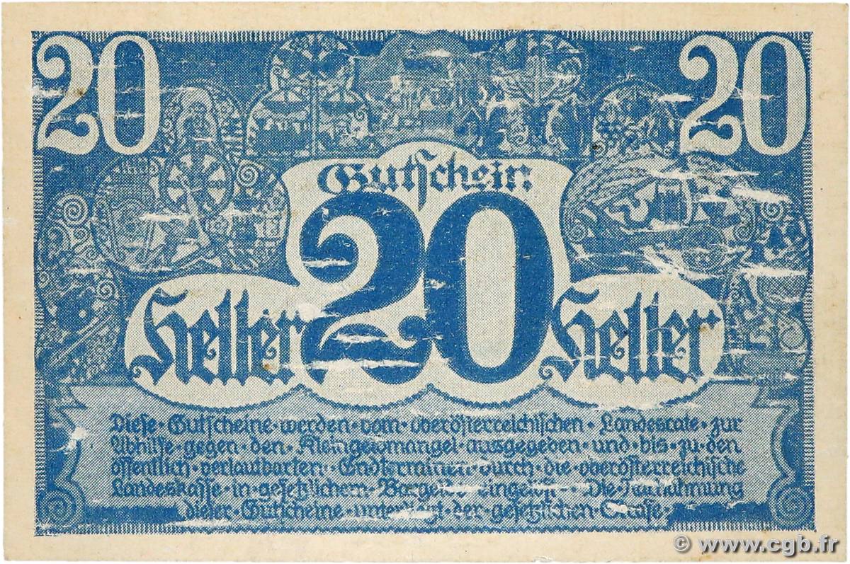 20 Heller AUSTRIA  1920 PS.115a VF+