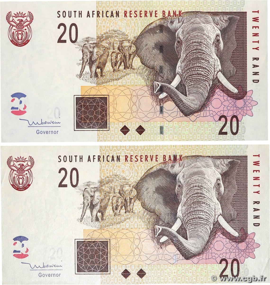 10 et 20 Rand Lot SOUTH AFRICA  2005 P.129a VF+