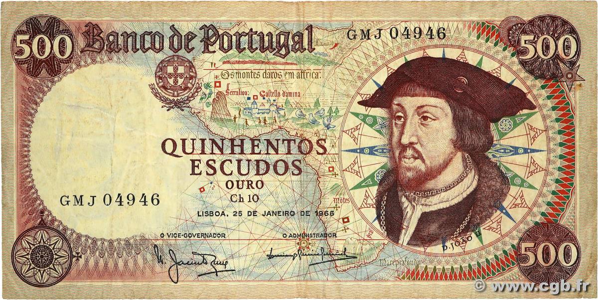 500 Escudos PORTUGAL  1966 P.170a TB