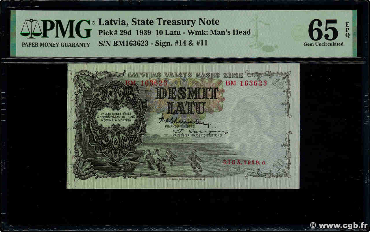 10 Latu LATVIA  1939 P.29 UNC