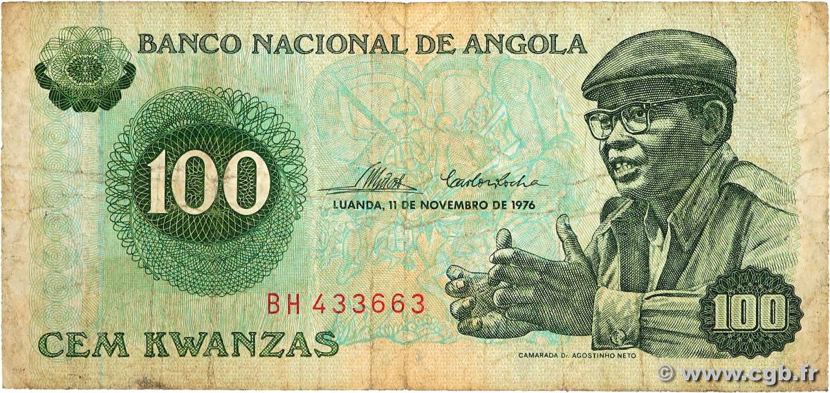 100 Kwanzas ANGOLA  1976 P.111 F