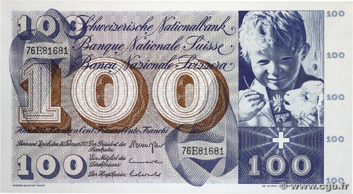 100 Francs Numéro spécial SUISSE  1971 P.49m NEUF