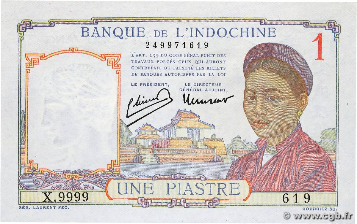 1 Piastre Numéro spécial INDOCINA FRANCESE  1949 P.054e FDC