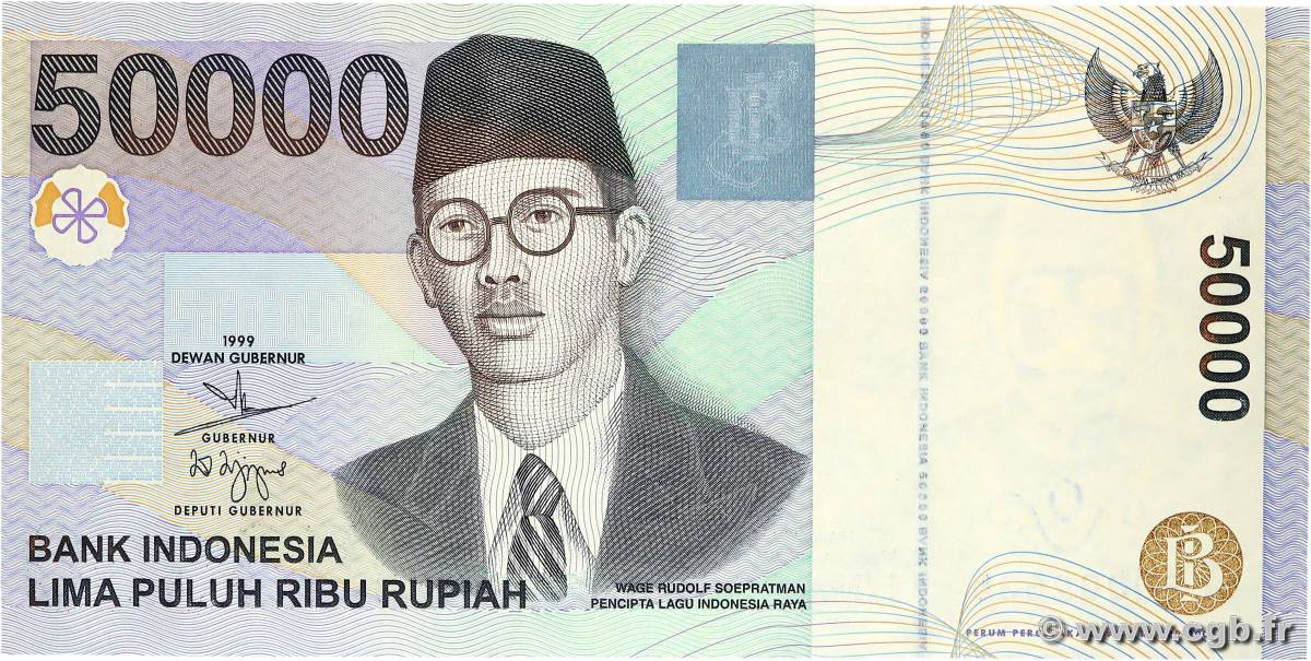 50000 Rupiah INDONESIA  2001 P.139c UNC-