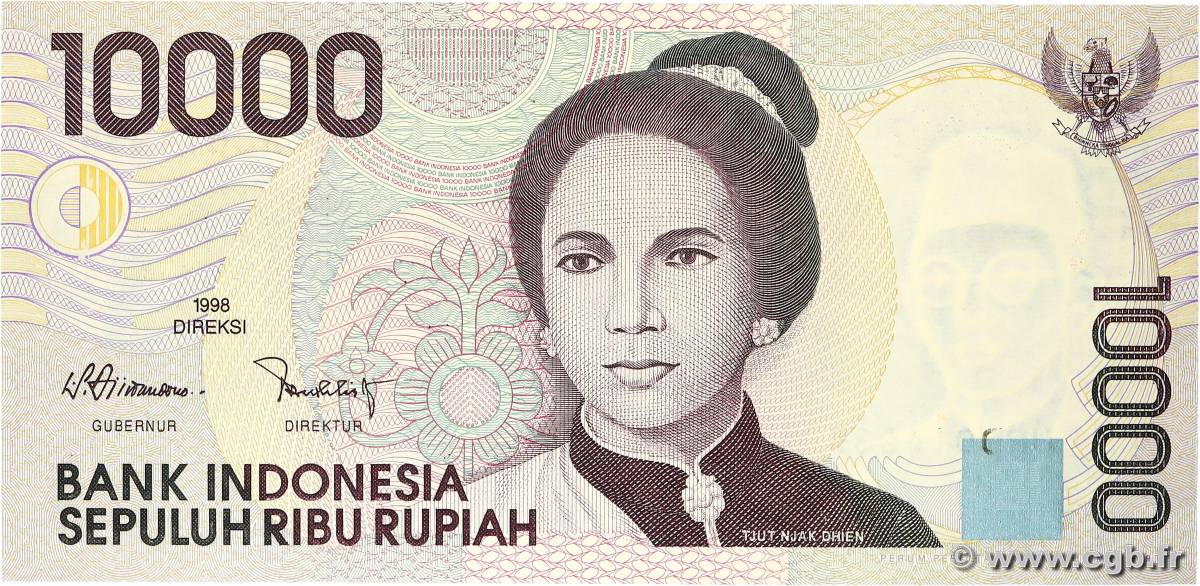 10000 Rupiah INDONESIA  1999 P.137b UNC