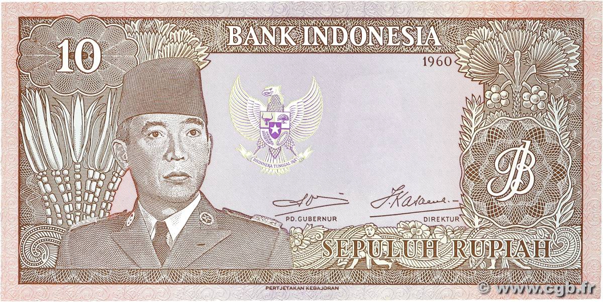 10 Rupiah INDONESIA  1960 P.083 UNC-