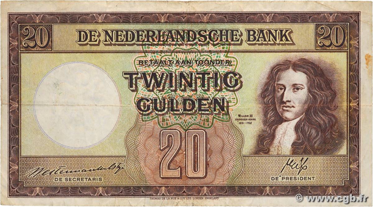 20 Gulden PAYS-BAS  1945 P.076 TB