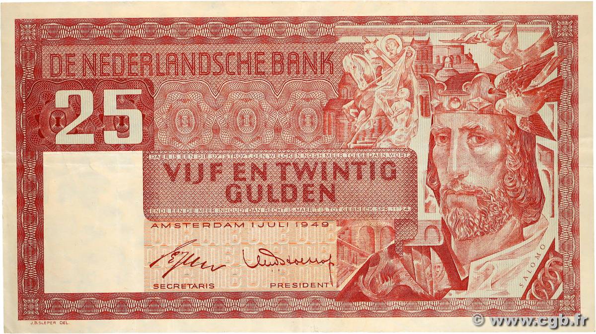 25 Gulden PAYS-BAS  1949 P.084 TTB